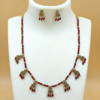 Joyful Jewel Divine Elegance Art Matte Gold Plated Temple And Beads Necklace Set