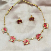 Joyful Jewel Royal Bloom Divine Elegance Art Matte Gold Plated Meenakari Necklace Set