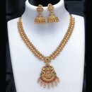 Joyful Jewel Divine Grace Art Matte Gold Plated Pota Stone Temple Necklace Set