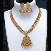 Joyful Jewel Divine Grace Art Matte Gold Plated Pota Stone Temple Necklace Set