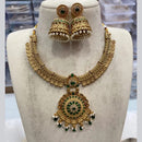 Joyful Jewel Art  Matte Gold Plated Pota Stone And Pearl Necklace Set