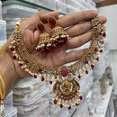Joyful Jewel Art  Matte Gold Plated Pota Stone And Pearl Necklace Set