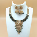 Joyful Jewel Art Matte Gold Plated Pota Stone Lord Ganesha Temple Necklace Set