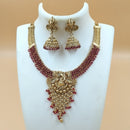 Joyful Jewel Art Matte Gold Plated Pota Stone Lord Ganesha Temple Necklace Set