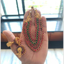 Joyful Jewel Art Matte Gold Pota Stone And Pearl Necklace Set
