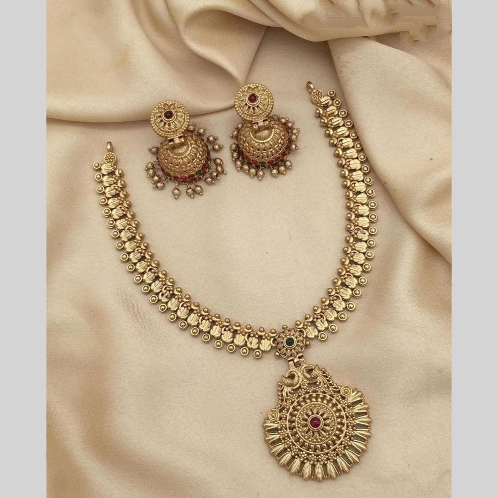 Joyful Jewel Art Timeless Beauty Matte Gold Pota Stone Necklace set