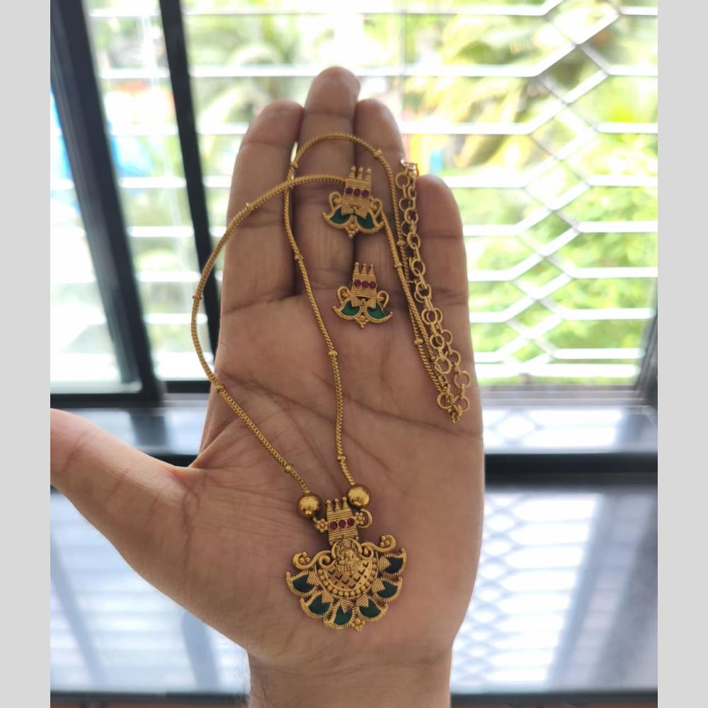 Joyful Jewel Art Divine Adornment Matte Gold Pota Stone Temple Necklace set