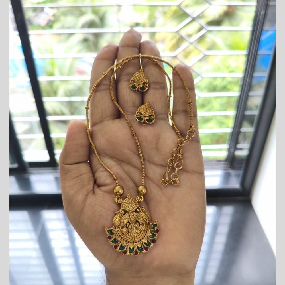 Joyful Jewel Art Divine Adornment Matte Gold Pota Stone Temple Necklace set
