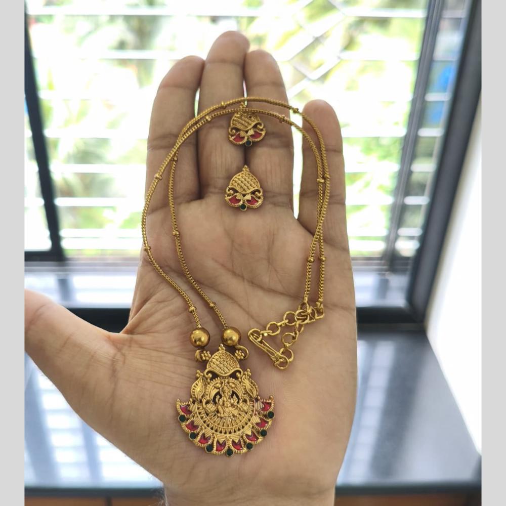 Joyful Jewel Art Divine Adornment Matte Gold Pota Stone Temple Necklace set