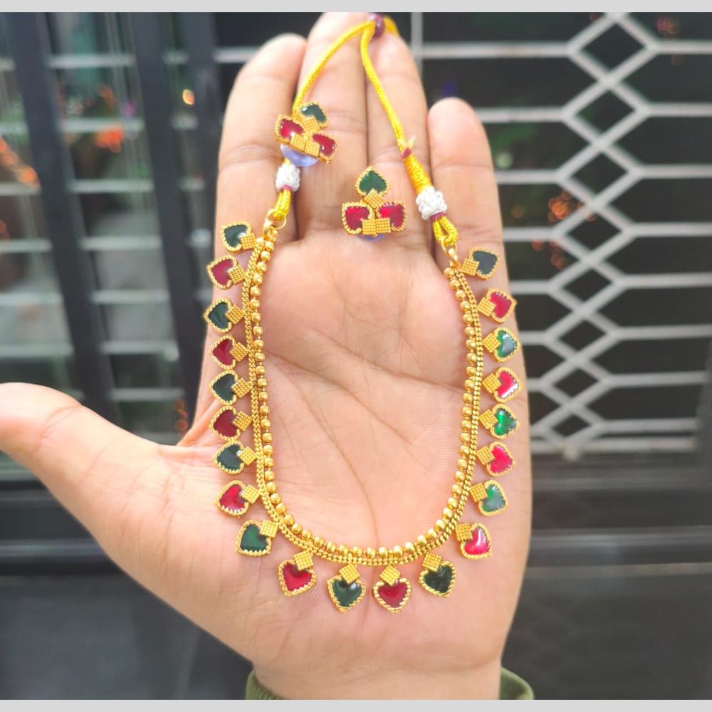 Joyful Jewel Art Divine Elegance Matte Gold Meenakari Necklace Set