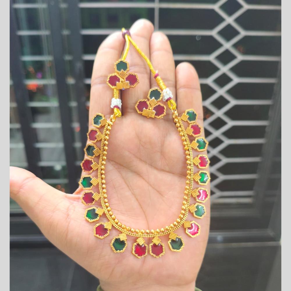 Joyful Jewel Art Divine Elegance Matte Gold Meenakari Necklace Set