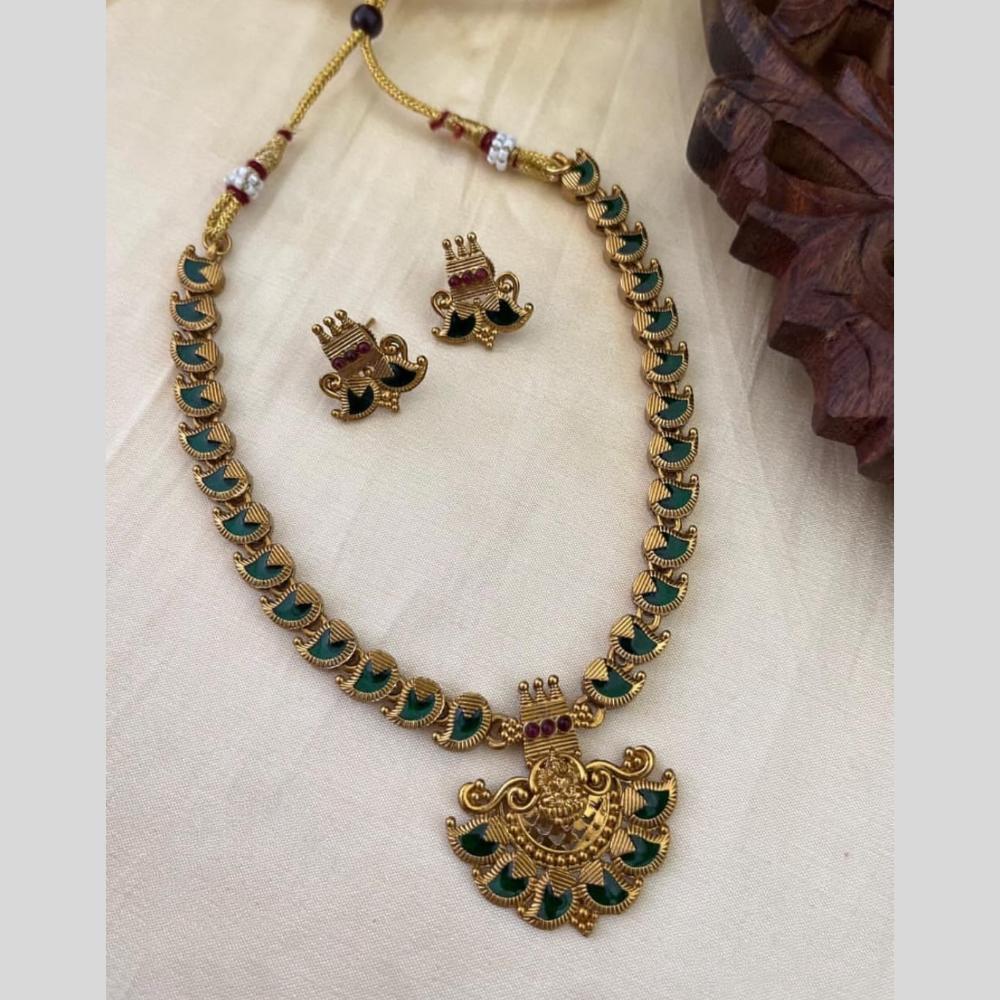 Joyful Jewel Art Divine Adornment Matte Gold Pota Stone Temple Necklace set