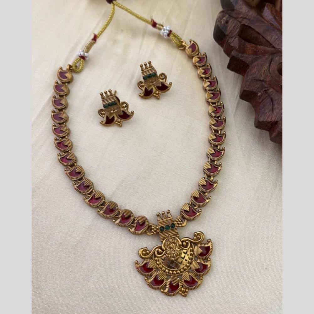 Joyful Jewel Art Divine Adornment Matte Gold Pota Stone Temple Necklace set
