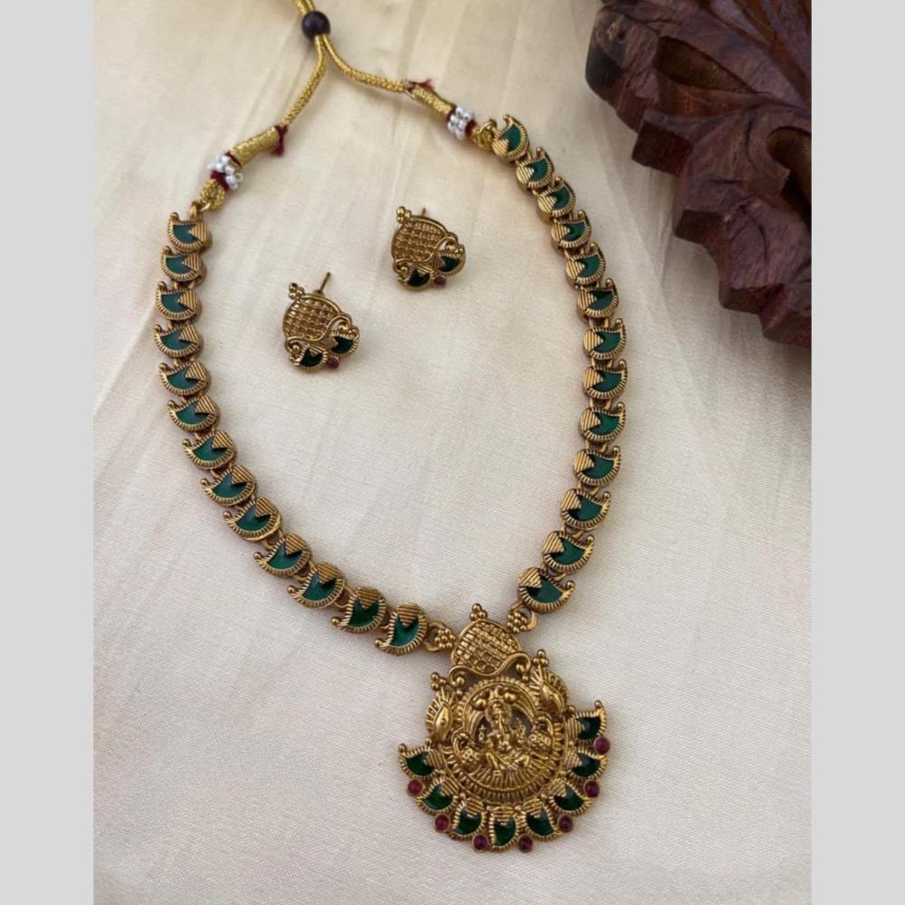 Joyful Jewel Art Divine Adornment Matte Gold Pota Stone Temple Necklace set