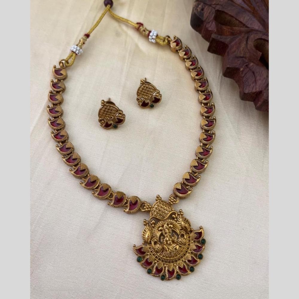 Joyful Jewel Art Divine Adornment Matte Gold Pota Stone Temple Necklace set