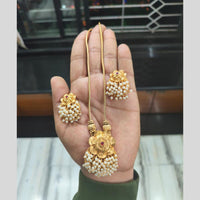 Joyful Jewel Art Royal Radiance Matte Gold Plated Pota Stone Necklace Set