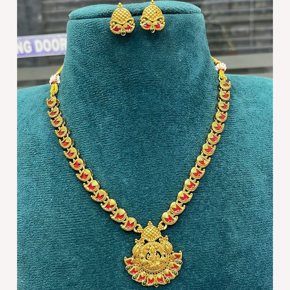 Joyful Jewel Art Divine Heritage Pota Stone Temple Design Necklace Set