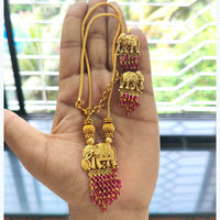 Joyful Jewel Art Regal Matte Elephant And Pearl Ensemble Necklace Set