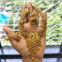 Joyful Jewel Art Regal Matte Elephant And Pearl Ensemble Necklace Set