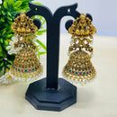 Joyful Jewel Art Dreams Bliss Pota Stone And Pearls Temple Jhumkis Earrings