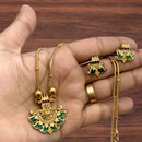 Joyful Jewel Art Regal Matte Temple Necklace Set with Goddess Motif & Pota Stone