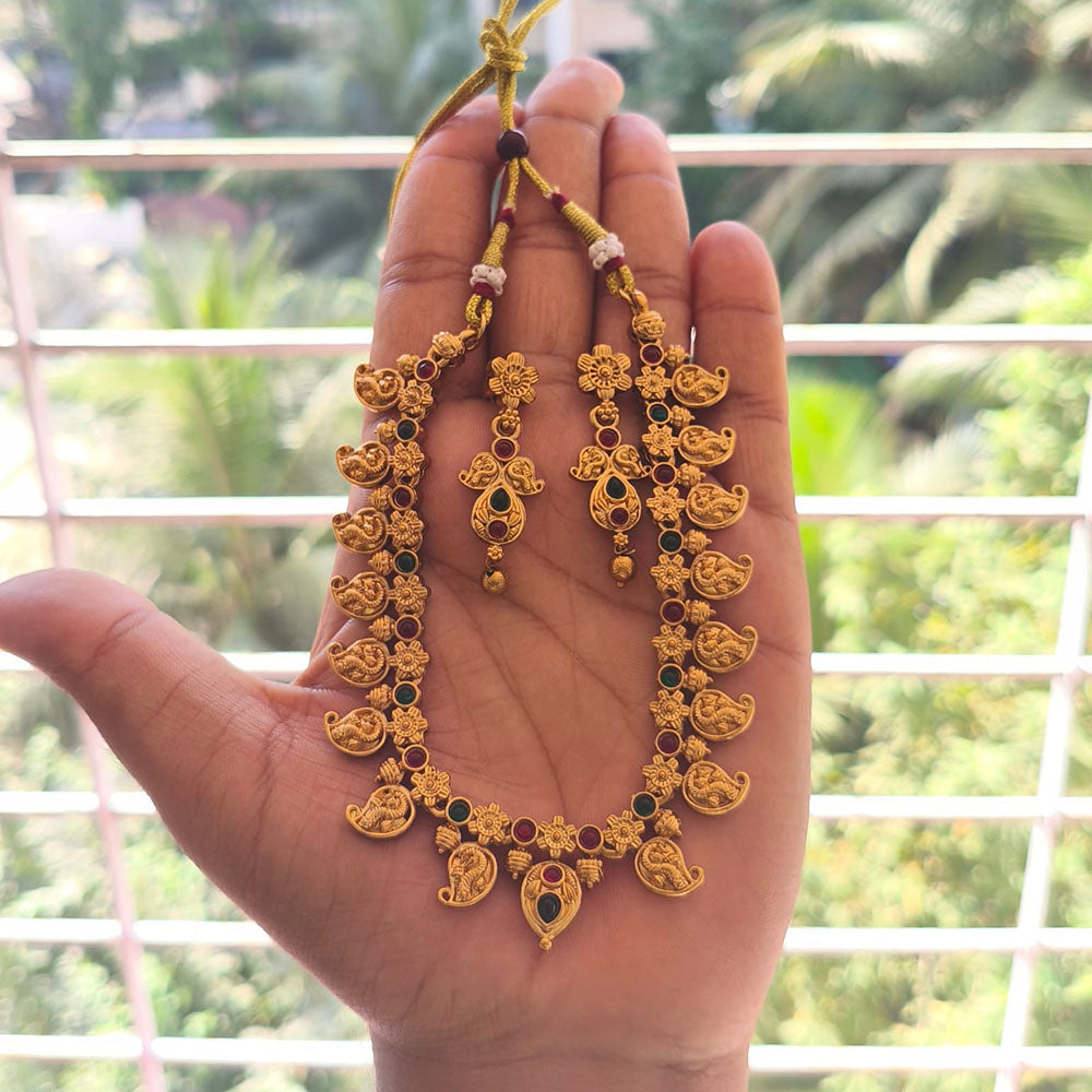 Joyful Jewel Art Regal Matte Pota Stone Necklace Set