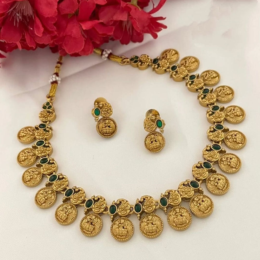 Joyful Jewel Art Heritage Pota Stone Temple Necklace Set With Sacred Goddess Motifs