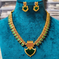 Joyful Jewel Art Traditional Matte Pota Stone And Meenakari Necklace Set
