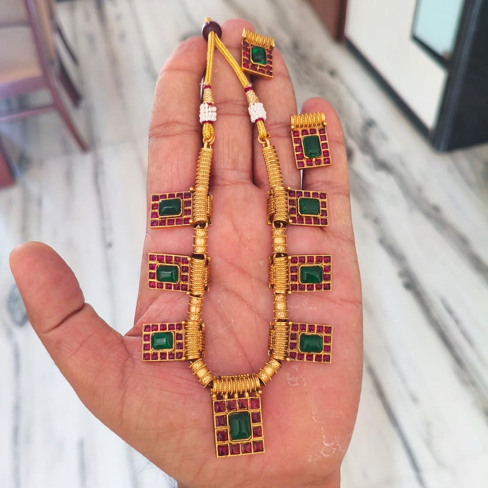 Joyful Jewel Art Traditional Matte Pota Stone Necklace Set