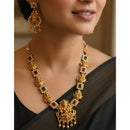 Joyful Jewel Art Matte Royal Pota Stone And Pearl Temple Necklace Set