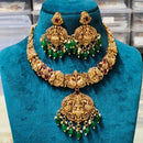 Joyful Jewel Art Matte Royal Pota Stone And Pearl Temple Necklace Set  