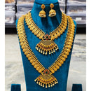 Joyful Jewel Art Matte Royal Look Pota Stone And Temple Double Necklace Set  