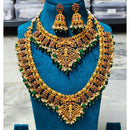 Joyful Jewel Art Matte Royal Look Pota Stone And Temple Double Necklace Set  