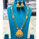 Joyful Jewel Art Heritage Style Matte Pota Stone Temple Long Necklace Set