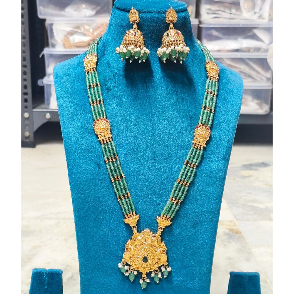 Joyful Jewel Art Heritage Style Matte Pota Stone Long Necklace Set