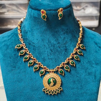 Joyful Jewel Art Traditional Matte Pota Stone And Meenakari Necklace Set