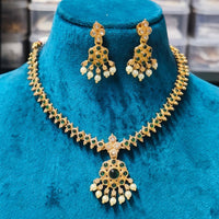 Joyful Jewel Art Traditional Matte Pota Stone And Pearl Necklace Set