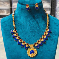 Joyful Jewel Art Traditional Matte Pota Stone And Meenakari Necklace Set