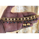 Joyful Jewel Art Traditional Matte Pota Stone And Pearl Temple Necklace Set