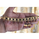 Joyful Jewel Art Traditional Matte Pota Stone And Pearl Temple Necklace Set