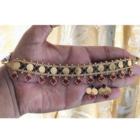 Joyful Jewel Art Traditional Matte Pota Stone And Pearl Temple Necklace Set