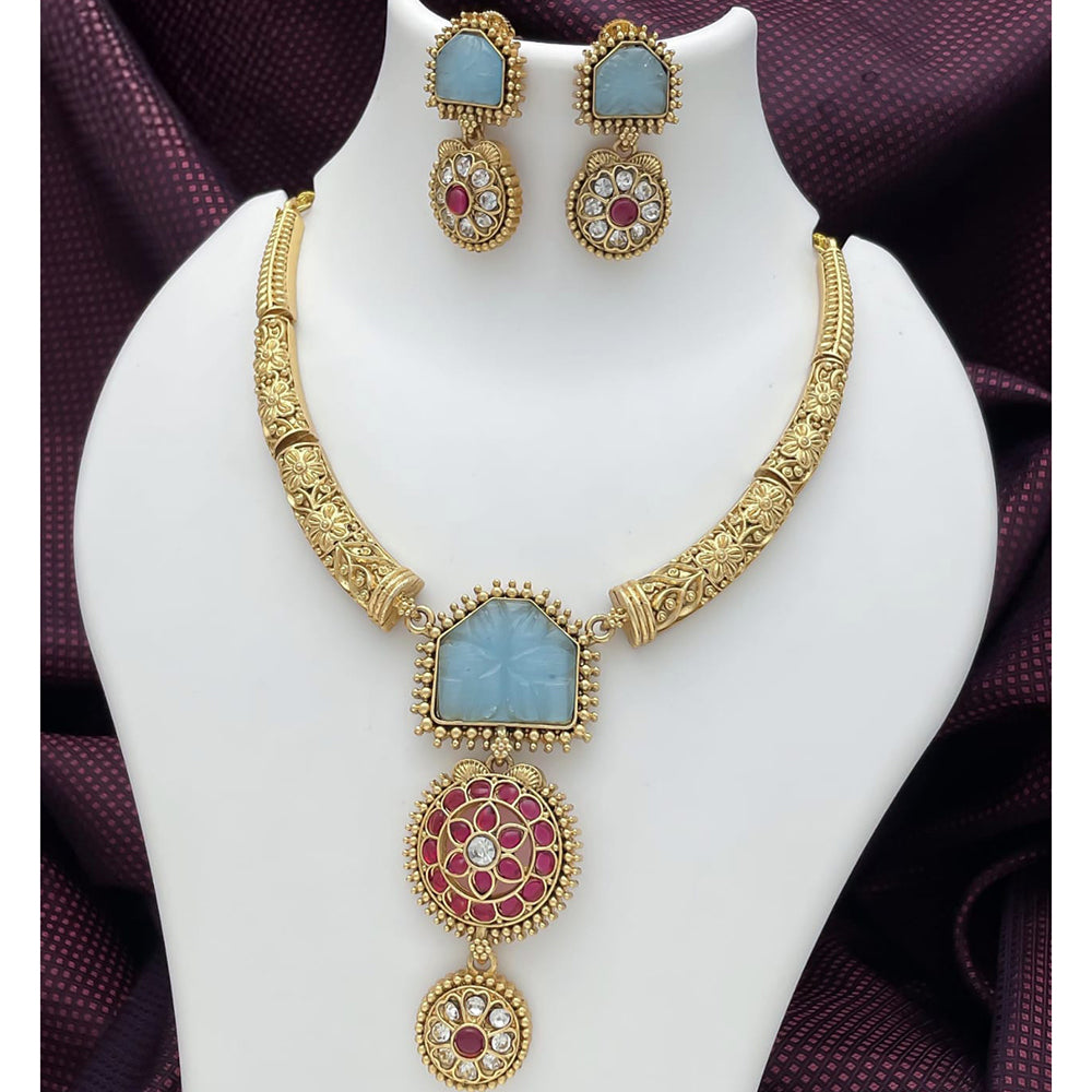 Joyful Jewel Art Timeless Beauty Matte Gold Pota Stone Necklace set