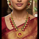 Joyful Jewel Art Traditional Matte Pota Stone Long Necklace Set