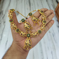 Joyful Jewel Art Traditional Matte Pota Stone And Pearl Necklace Set