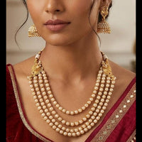 Joyful Jewel Art Traditional Matte Pota Stone And Pearl Necklace Set