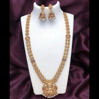Joyful Jewel Art Traditional Matte Pota Stone And Temple Long Necklace Set