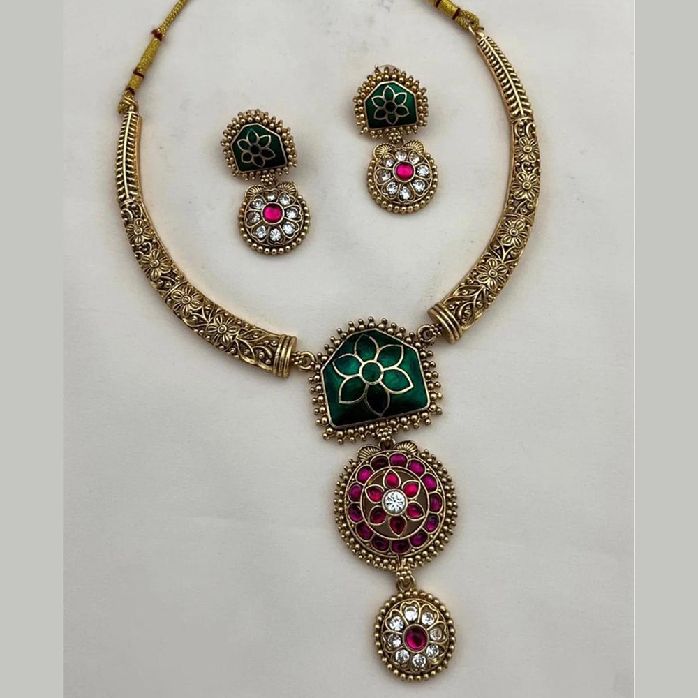 Joyful Jewel Art Traditional Matte Pota Stone Necklace Set