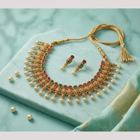 Joyful Jewel Art Traditional Matte Pota Stone Necklace Set