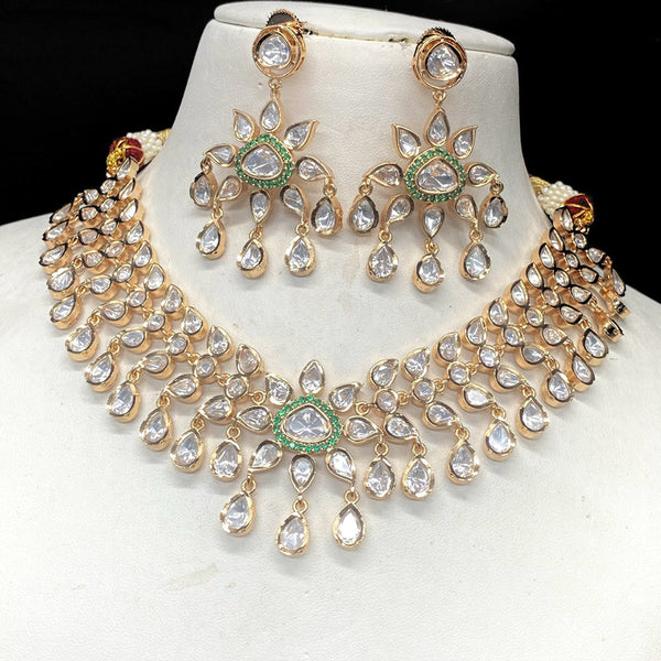 Amoliya Jewels Brass Polki Kundan Designer Necklace Set