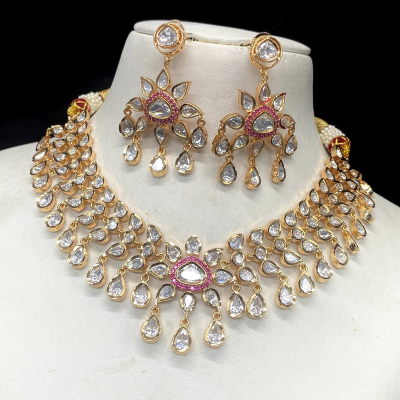 Amoliya Jewels Brass Polki Kundan Designer Necklace Set